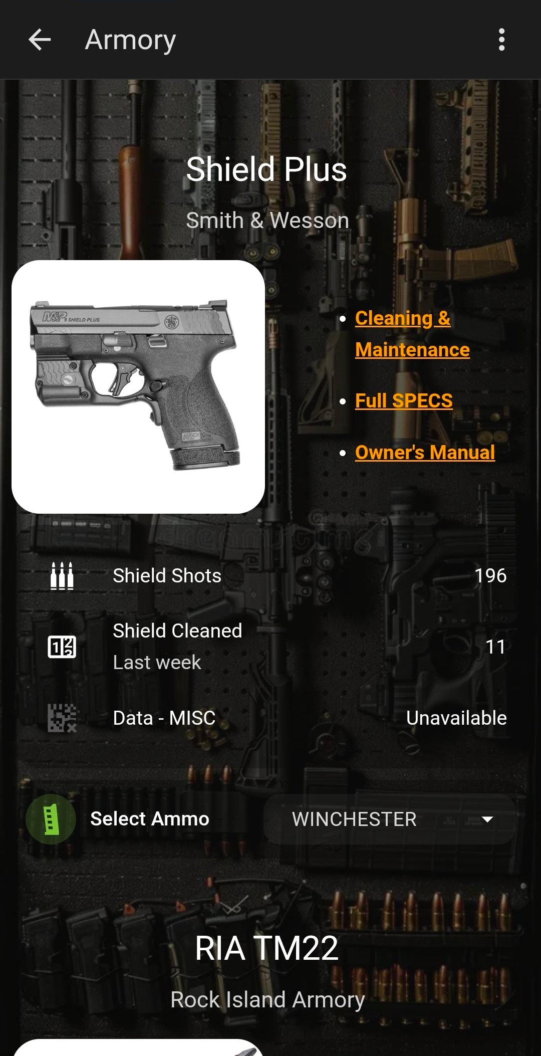 Early prototype: firearm tracking dashboard, Shield Plus