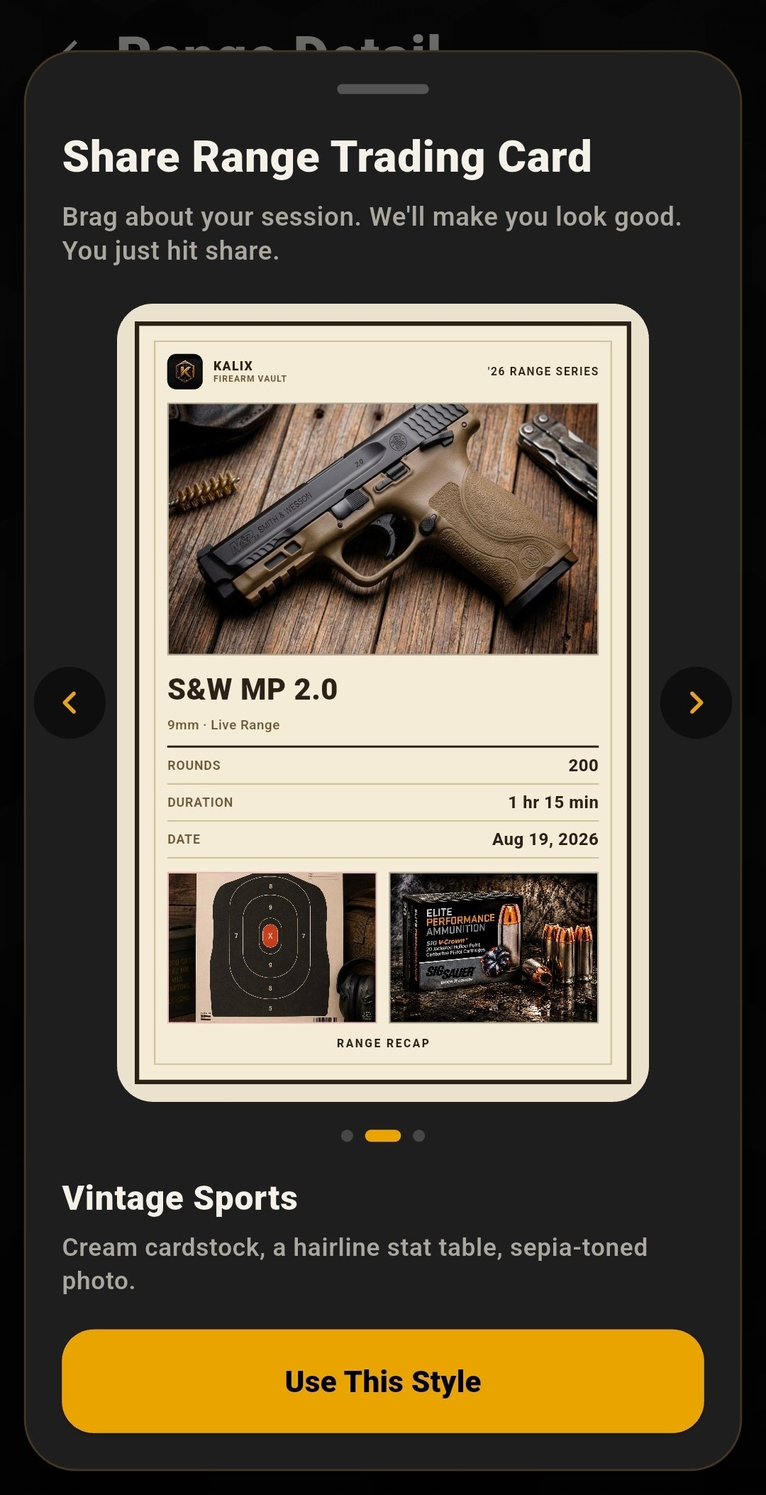 Shareable range trading card